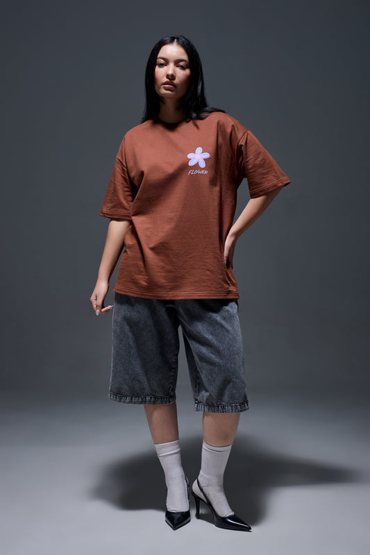 BROWN QUIET FLORA TEE (unisex)